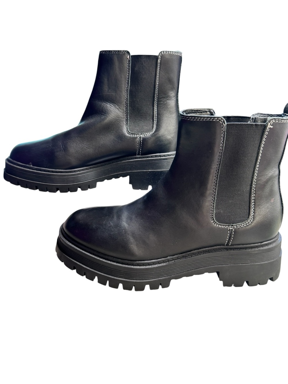 Marc Fisher LTD Pietro Chelsea Leather Chukka Lug ankle boots platform sole